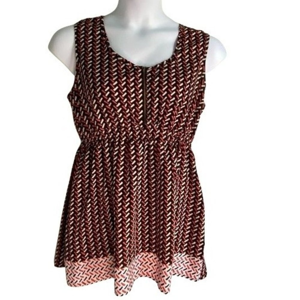Oh Mamma Sleeveless Maternity Top Front Zipper XL